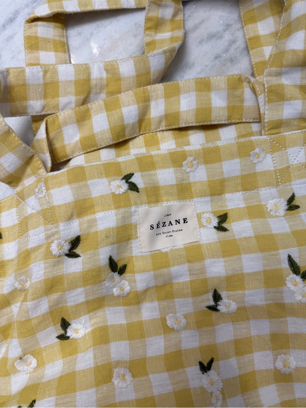 Sezane Big Totebag Straw Yellow Gingham - Size TU